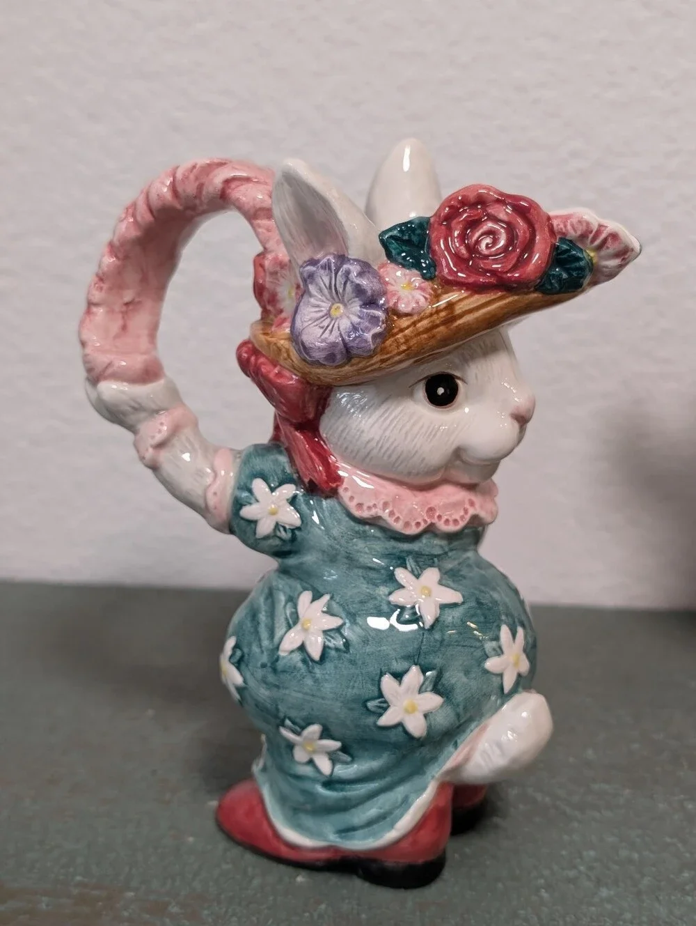 Vtg 1995 Fitz and Floyd Bunny Rabbit Cotton Tailors Sugar Creamer Set with Spoon